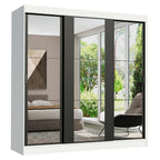 Guarda-Roupa Casal 3 Portas de Correr de Espelho Branco/Preto Madesa Reno