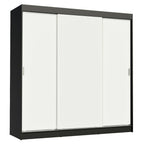 Guarda-Roupa Casal Madesa Reno 3 Portas de Correr Preto/Branco