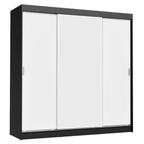 Guarda-Roupa Casal Madesa Reno 3 Portas de Correr Preto/Branco