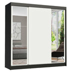 Guarda-Roupa Casal Madesa Reno 3 Portas de Correr com Espelhos Preto/Branco