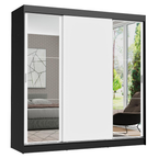 Guarda-Roupa Casal Madesa Reno 3 Portas de Correr com Espelhos Preto/Branco