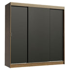 Guarda-Roupa Casal Madesa Reno 3 Portas de Correr Rustic/Preto