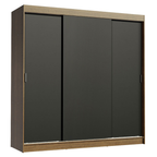 Guarda-Roupa Casal Madesa Reno 3 Portas de Correr Rustic/Preto