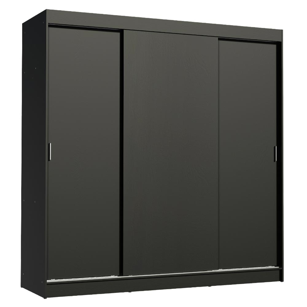 Guarda-Roupa Casal Madesa Reno 3 Portas de Correr Preto