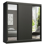 Guarda-Roupa Casal Madesa Reno 3 Portas de Correr com Espelhos Preto