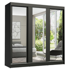 Guarda-Roupa Casal Madesa Reno 3 Portas de Correr de Espelho Preto
