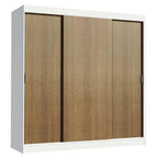 Guarda-Roupa Casal Madesa Reno 3 Portas de Correr Branco/Rustic