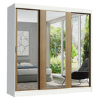 Guarda-Roupa Casal Madesa Reno 3 Portas de Correr de Espelho Branco/Rustic