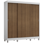 Guarda-Roupa Casal com Pés 3 Portas de Correr Branco/Rustic Reno Madesa