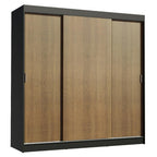 Guarda-Roupa Casal Madesa Reno 3 Portas de Correr  Preto/Rustic