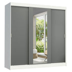 Guarda-Roupa Casal Madesa Reno 3 Portas de Correr com Espelho Branco/Cinza