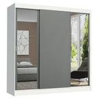 Guarda-Roupa Casal Madesa Reno 3 Portas de Correr com Espelhos Branco/Cinza