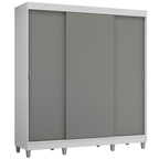 Guarda-Roupa Casal com Pés 3 Portas de Correr Branco/Cinza Reno Madesa