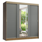 Guarda-Roupa Casal Madesa Reno 3 Portas de Correr com Espelho Rustic/Cinza
