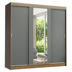 Guarda-Roupa Casal 3 Portas de Correr com Espelho Rustic/Cinza Madesa Reno