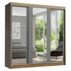 Guarda-Roupa Casal Madesa Reno 3 Portas de Correr de Espelho Rustic/Cinza