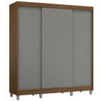 Guarda-Roupa Casal com Pés 3 Portas de Correr Rustic/Cinza Reno Madesa