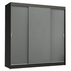 Guarda-Roupa Casal Madesa Reno 3 Portas de Correr Preto/Cinza