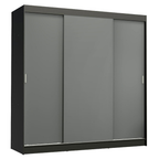 Guarda-Roupa Casal Madesa Reno 3 Portas de Correr Preto/Cinza