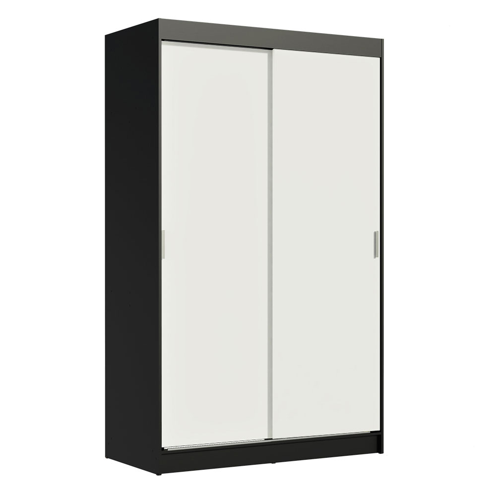 Guarda-Roupa Solteiro Madesa Tokio 2 Portas de Correr 2 Gavetas Preto/Branco