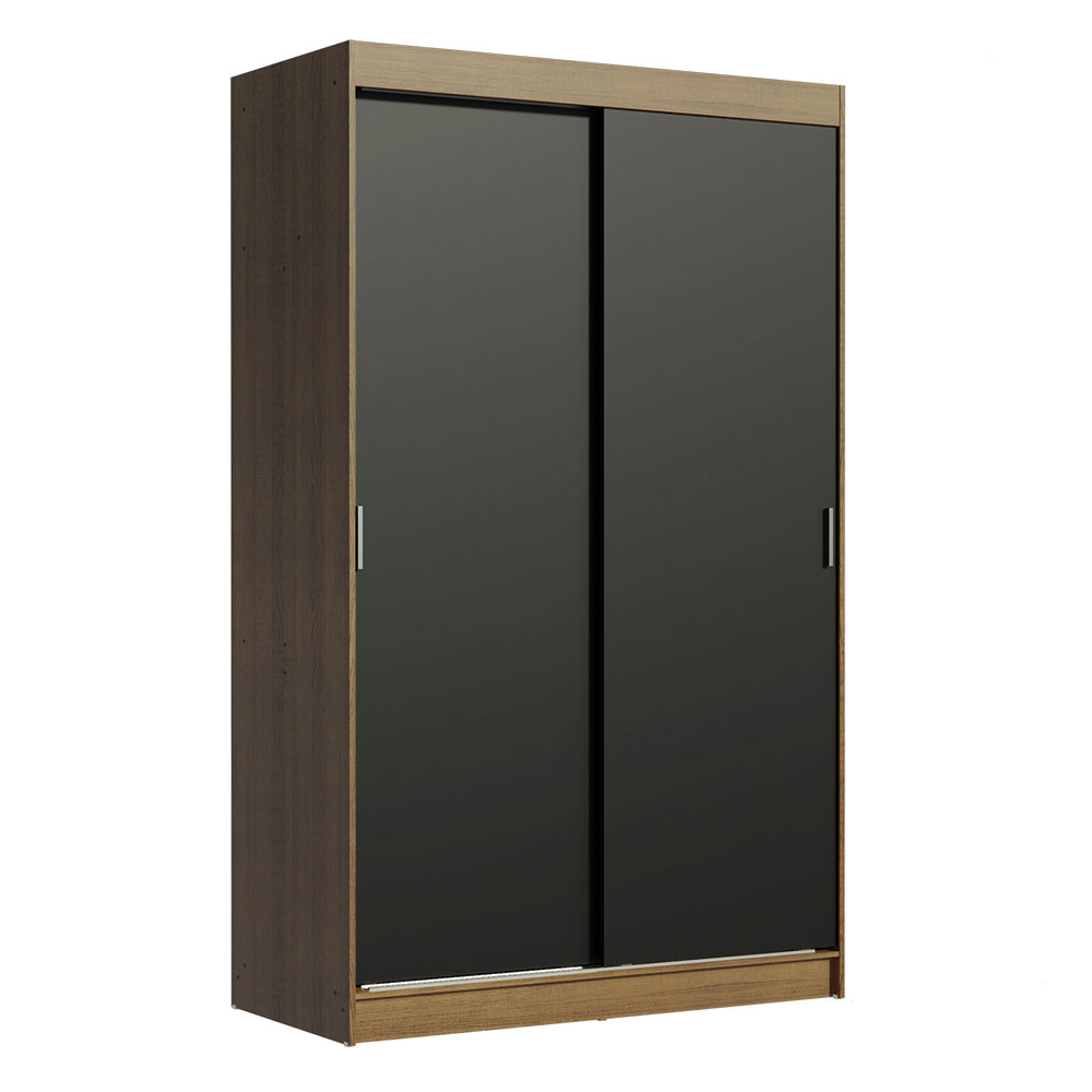 Guarda-Roupa Solteiro Madesa Tokio 2 Portas de Correr 2 Gavetas Rustic/Preto