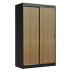 Guarda-Roupa Solteiro Madesa Tokio 2 Portas de Correr 2 Gavetas Preto/Rustic