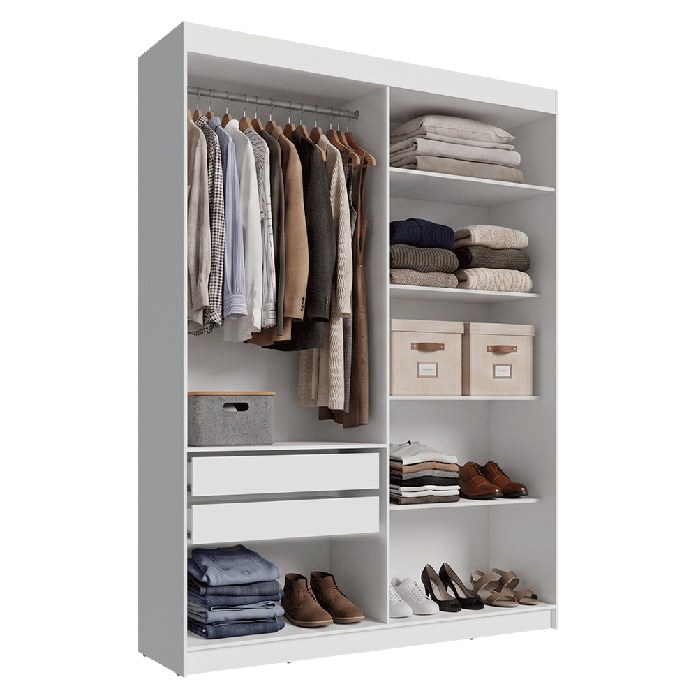 Guarda-Roupa Closet 2 Gavetas 121 cm Branco Venus Madesa