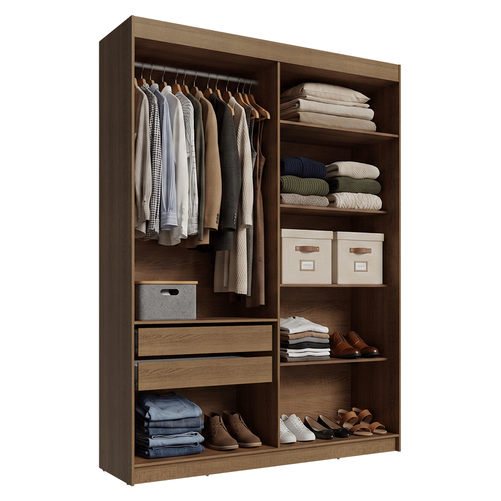 Guarda-Roupa Closet 2 Gavetas 121 cm Rustic Venus Madesa
