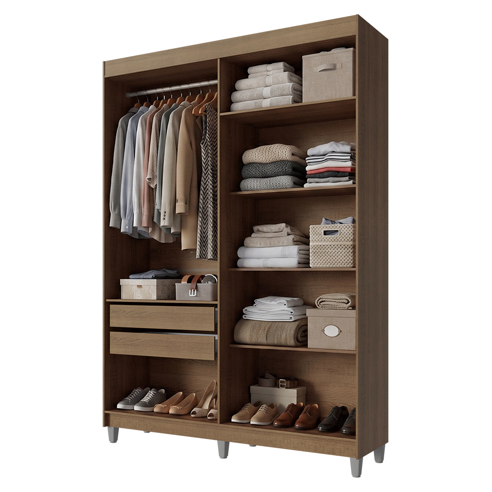 Guarda-Roupa Closet com Pés 2 Gavetas 121 cm Rustic Venus Madesa