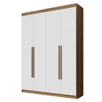 Guarda-Roupa Solteiro 4 Portas Batentes Rustic/Branco/Rustic Venus Madesa