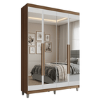 Guarda-Roupa Solteiro com Pés 4 Portas Batentes com Espelhos Rustic/Branco/Rustic Venus Madesa