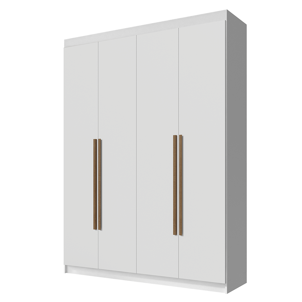 Guarda-Roupa Solteiro 4 Portas Batentes Branco/Branco/Rustic Venus Madesa