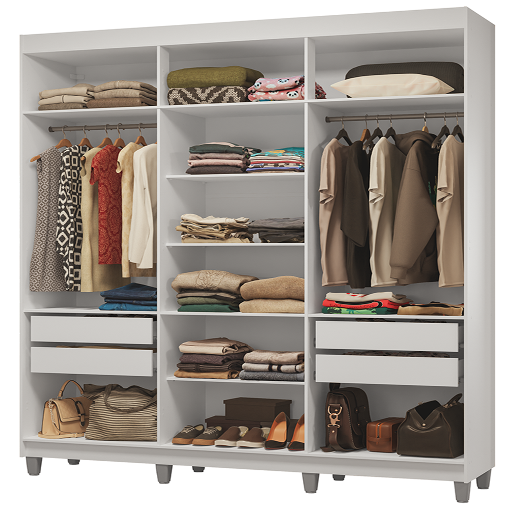 Guarda-Roupa Closet com Pés 4 Gavetas 180cm Branco Venus Madesa