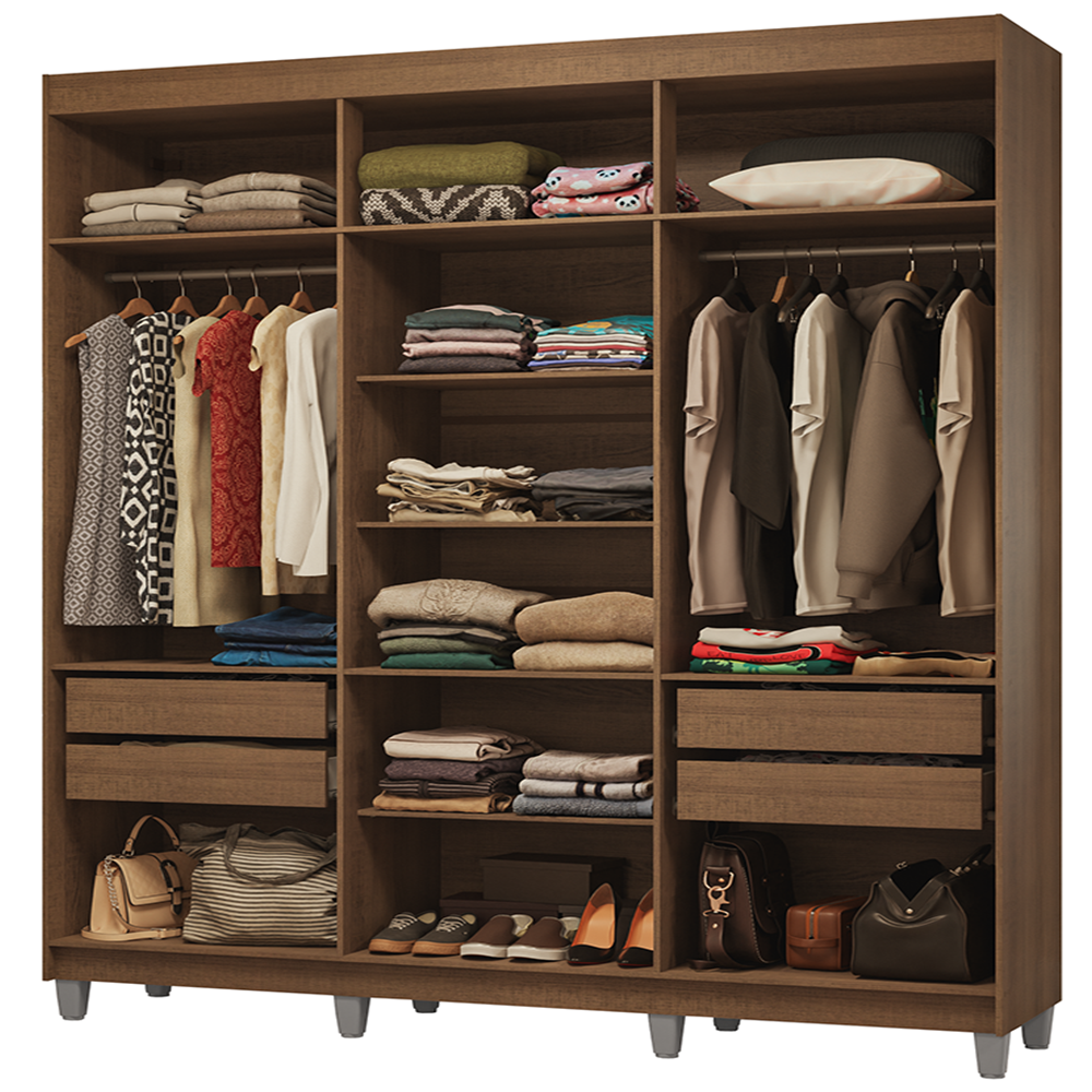 Guarda-Roupa Closet com Pés 4 Gavetas 180cm Rustic Venus Madesa