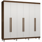 Guarda-Roupa Casal com Pés 6 Portas Batentes Rustic/Branco/Rustic Venus Madesa