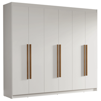 Guarda-Roupa Casal 6 Portas Batentes Branco/Branco/Rustic Venus Madesa