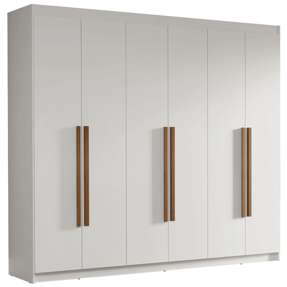Guarda-Roupa Casal 6 Portas Batentes Branco/Branco/Rustic Venus Madesa