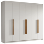 Guarda-Roupa Casal 6 Portas Batentes Branco/Branco/Rustic Venus Madesa