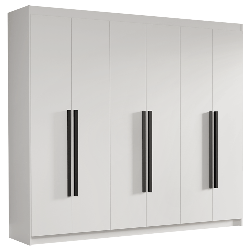 Guarda-Roupa Casal 6 Portas Batentes Branco/Branco/Preto Venus Madesa