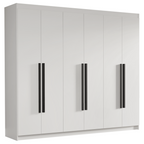 Guarda-Roupa Casal 6 Portas Batentes Branco/Branco/Preto Venus Madesa