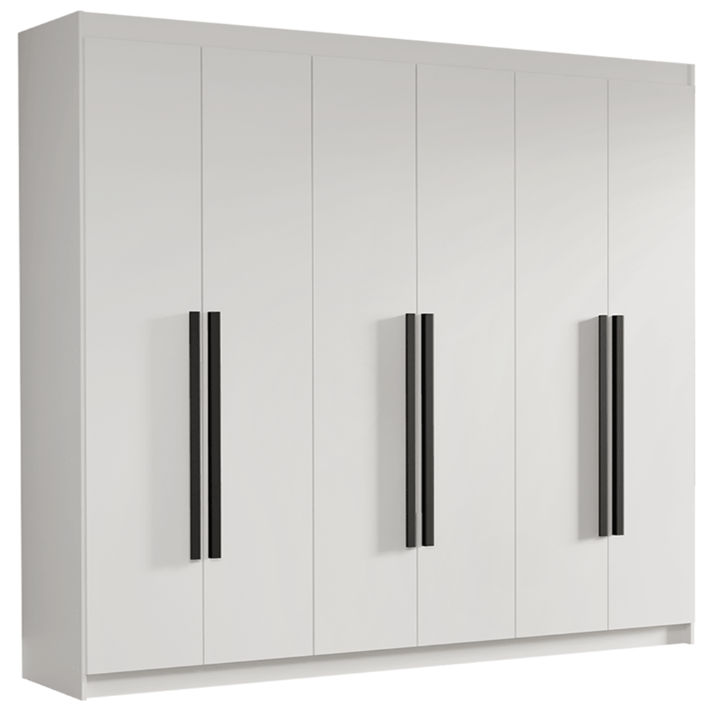 Guarda-Roupa Casal 6 Portas Batentes Branco/Branco/Preto Venus Madesa
