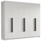 Guarda-Roupa Casal 6 Portas Batentes Branco/Branco/Preto Venus Madesa