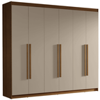Guarda-Roupa Casal 6 Portas Batentes Rustic/Crema/Rustic Venus Madesa
