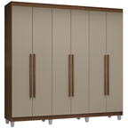Guarda-Roupa Casal com Pés 6 Portas Batentes Rustic/Crema/Rustic Venus Madesa