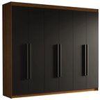 Guarda-Roupa Casal 6 Portas Batentes Rustic/Preto/Preto Venus Madesa