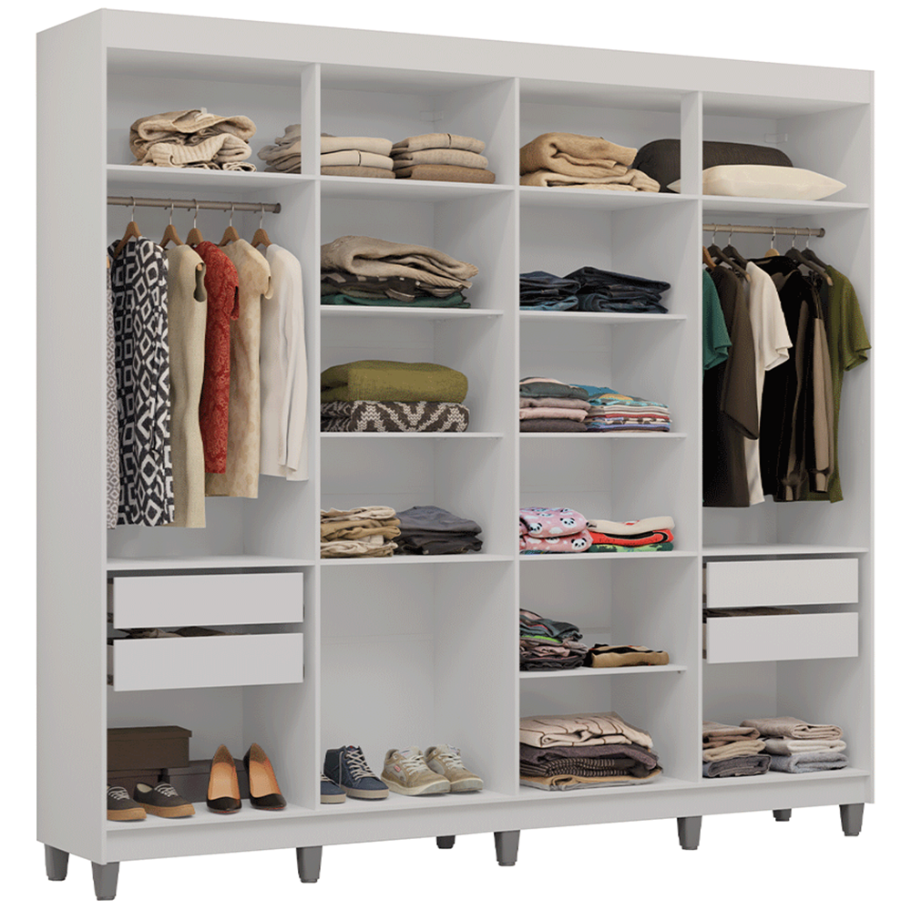 Guarda-Roupa Closet com Pés 4 Gavetas 216cm Branco Venus Madesa