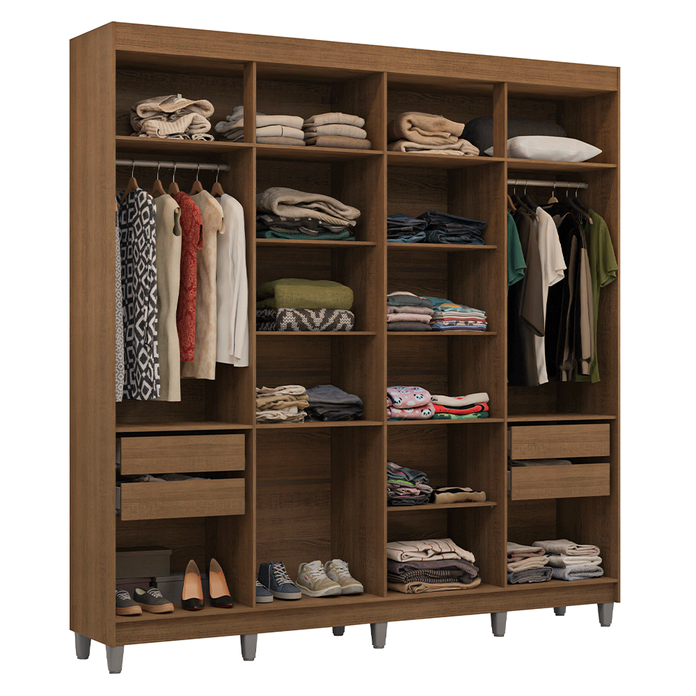 Guarda-Roupa Closet com Pés 4 Gavetas 216cm Rustic Venus Madesa