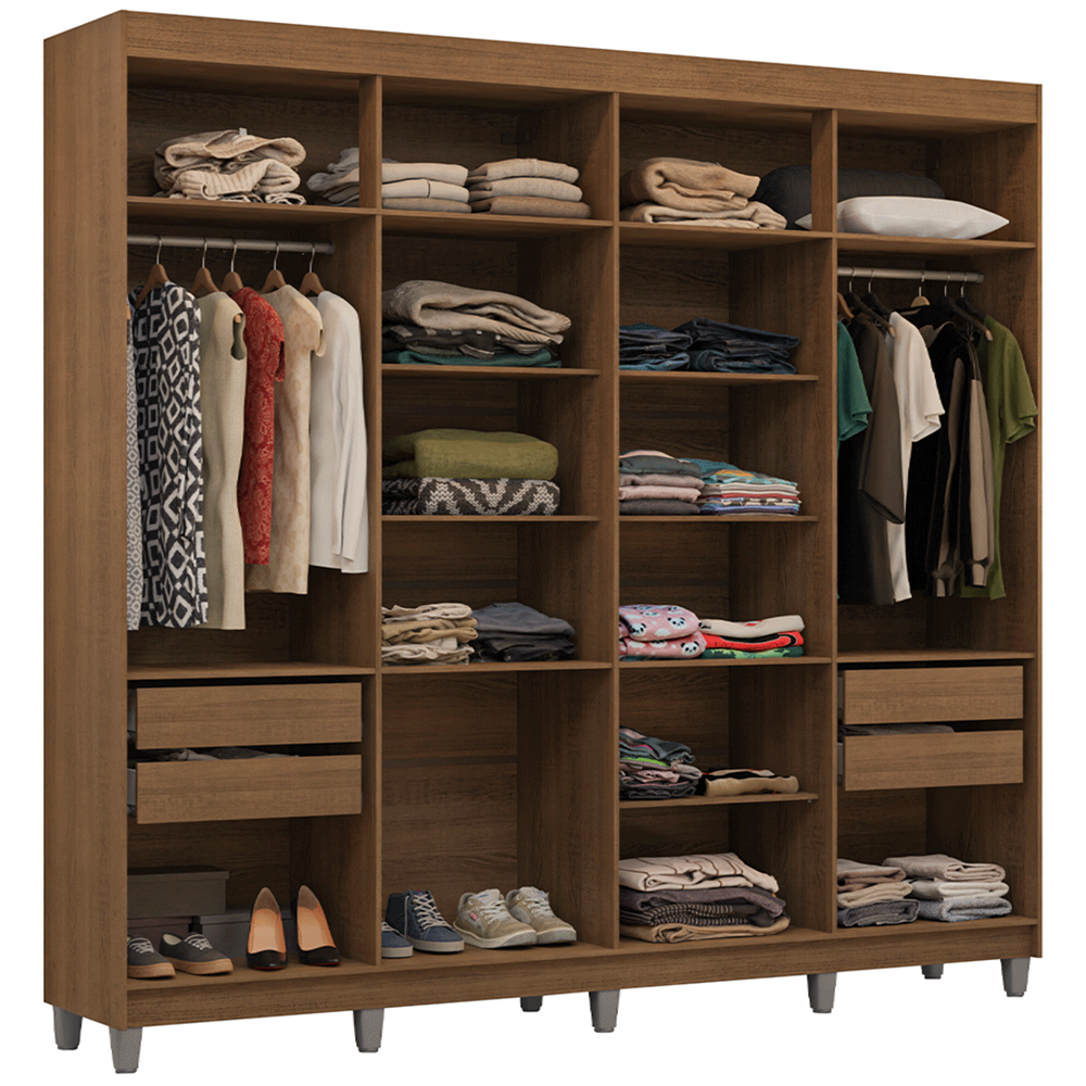 Guarda-Roupa Closet com Pés 4 Gavetas 216cm Rustic Venus Madesa