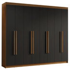 Guarda-Roupa Casal 8 Portas Batentes Rustic/Preto/Rustic Venus Madesa