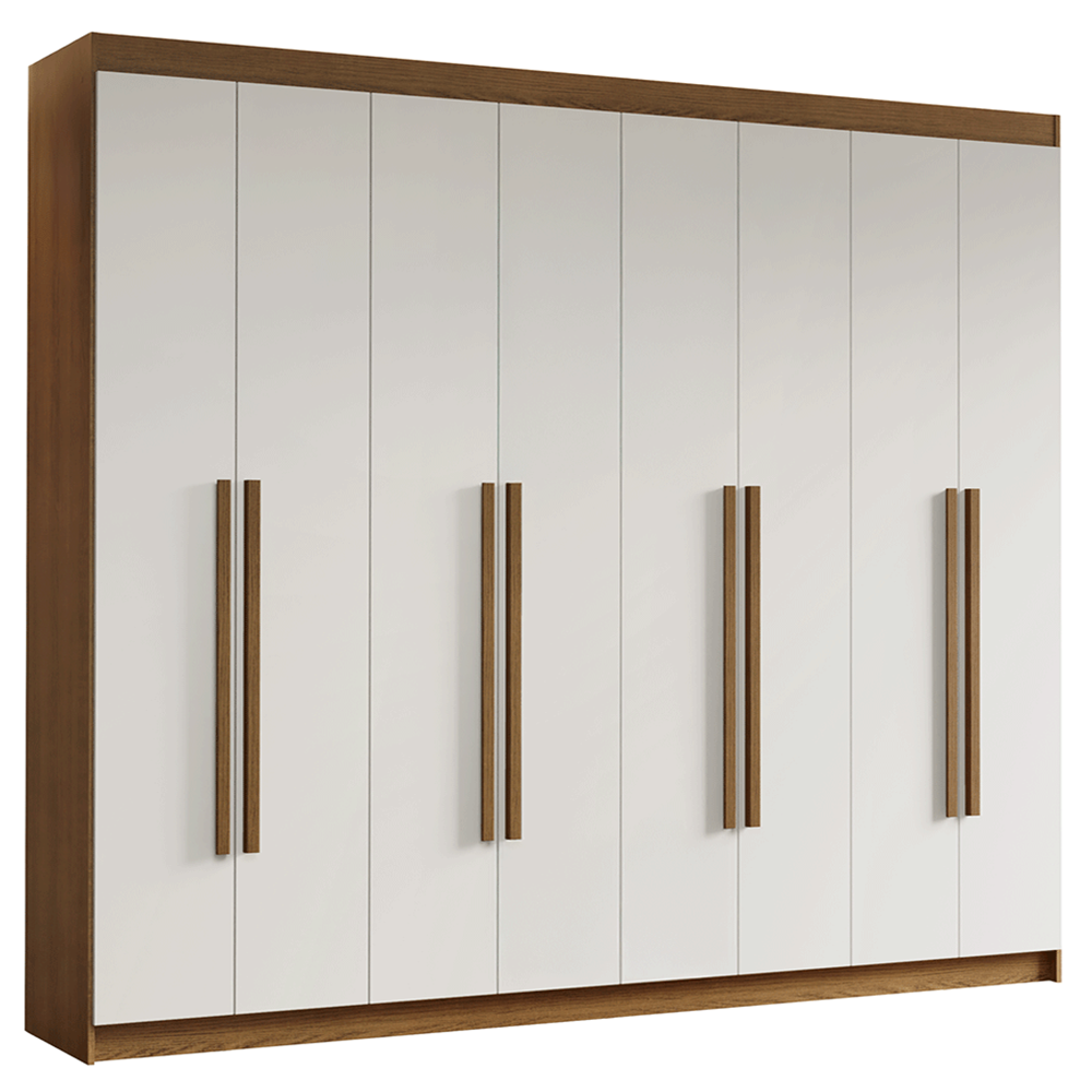 Guarda-Roupa Casal 8 Portas Batentes Rustic/Branco/Rustic Venus Madesa